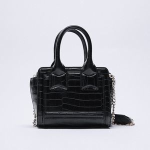 NWOT RARE Zara Animal Print City Bag in Black